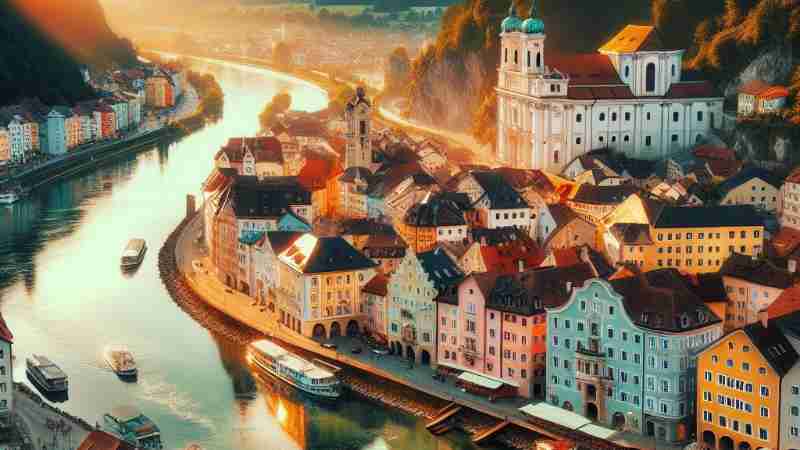 Exploring Passau, the 'City of Three Rivers' in Bavaria, Germany, Concept art for illustrative purpose, tags: die stadt - Monok